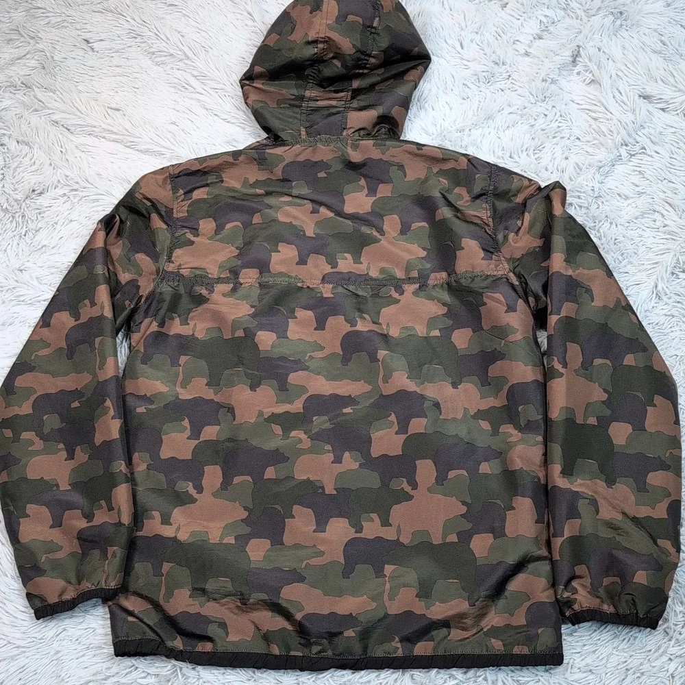 Matix Jacket Mens M Green Camo‎ Hood Windbreaker Zip Up Hunting Pockets Casual